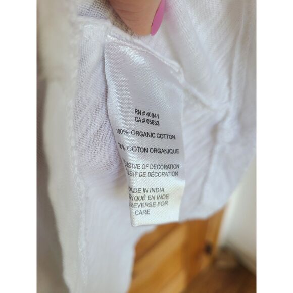 Aventura Organic Cotton Embroidered Floral Shirt LARGE Roll Tab Sleeves Beachy L - Picture 6 of 7